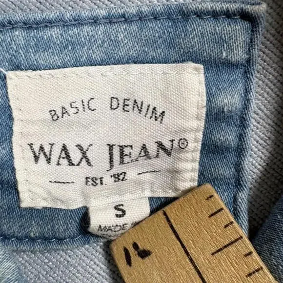 Wax Jean Denim Jacket Womens Small Light Wash Cropped Trucker Jean - Picture 2 of 7